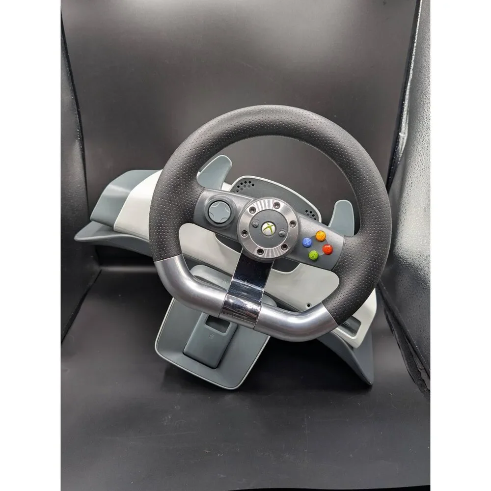 Microsoft Xbox 360 Wireless Racing Wheel + Pedals No Pedal Cable Untested